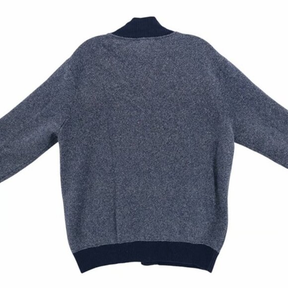 Emozioni Uomo Italy Sweater Cardigan Blue White Birdseye Wool Blend Buttons L - Picture 3 of 16